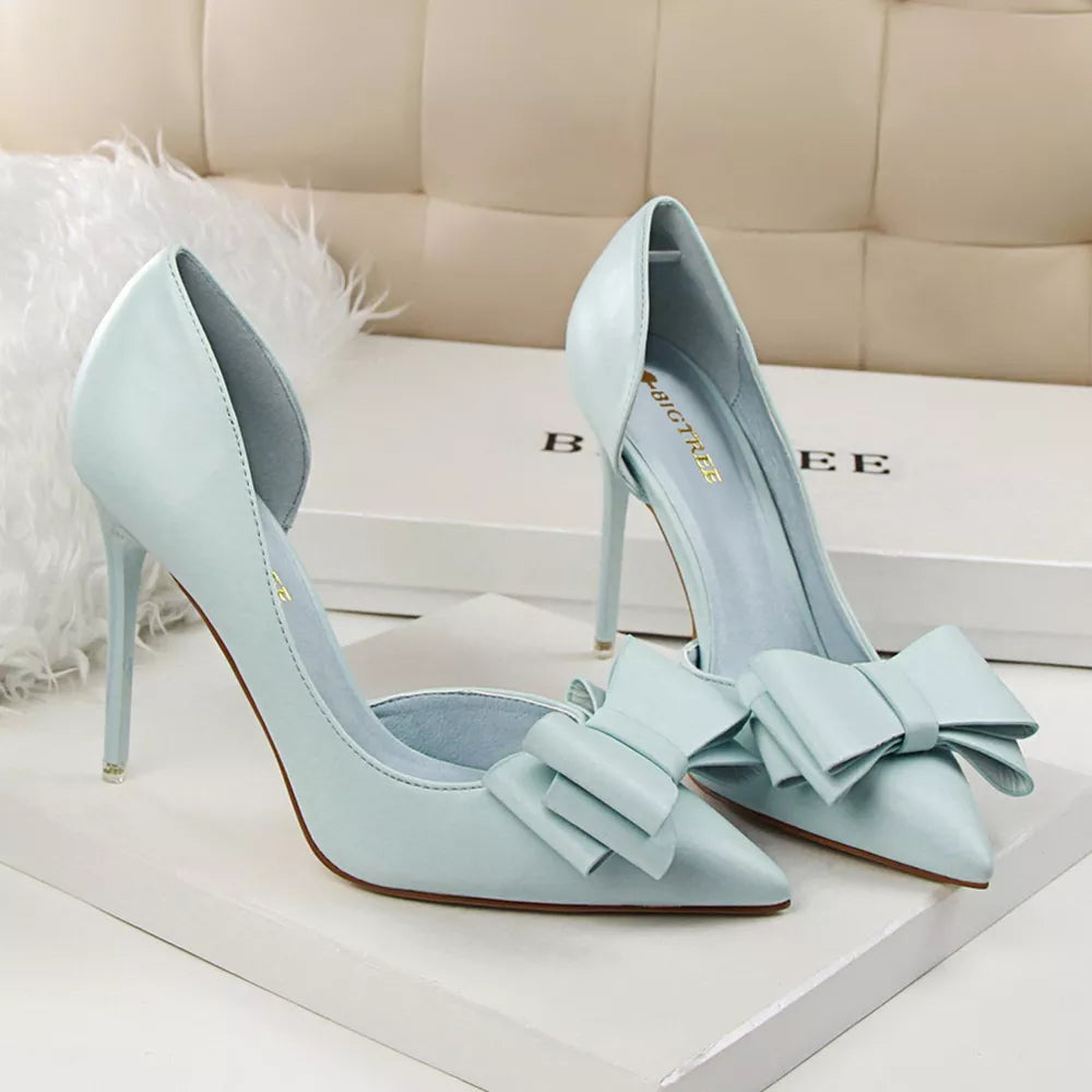 Leather Butterfly-knot High Heels